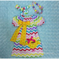 baby girls chevron dress rainbow chevon chick dress Easter dress spring dress bunny dress necklace bowknot headband 2016 spring